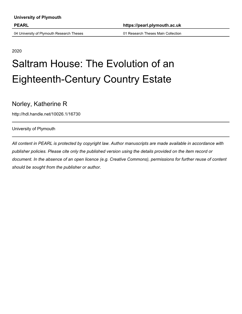 Saltram House: the Evolution of an Eighteenth-Century Country Estate
