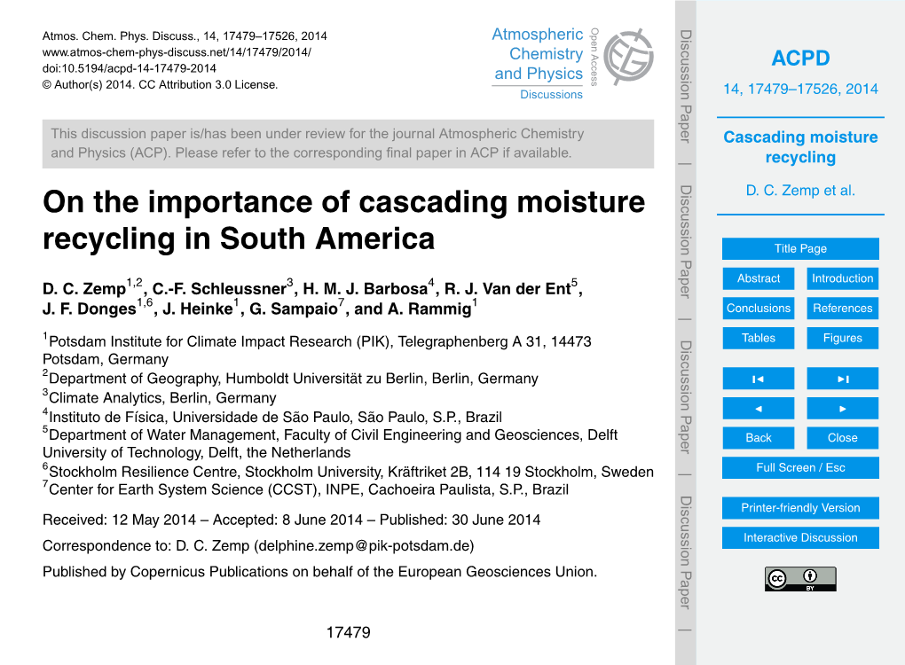 Cascading Moisture Recycling Increases