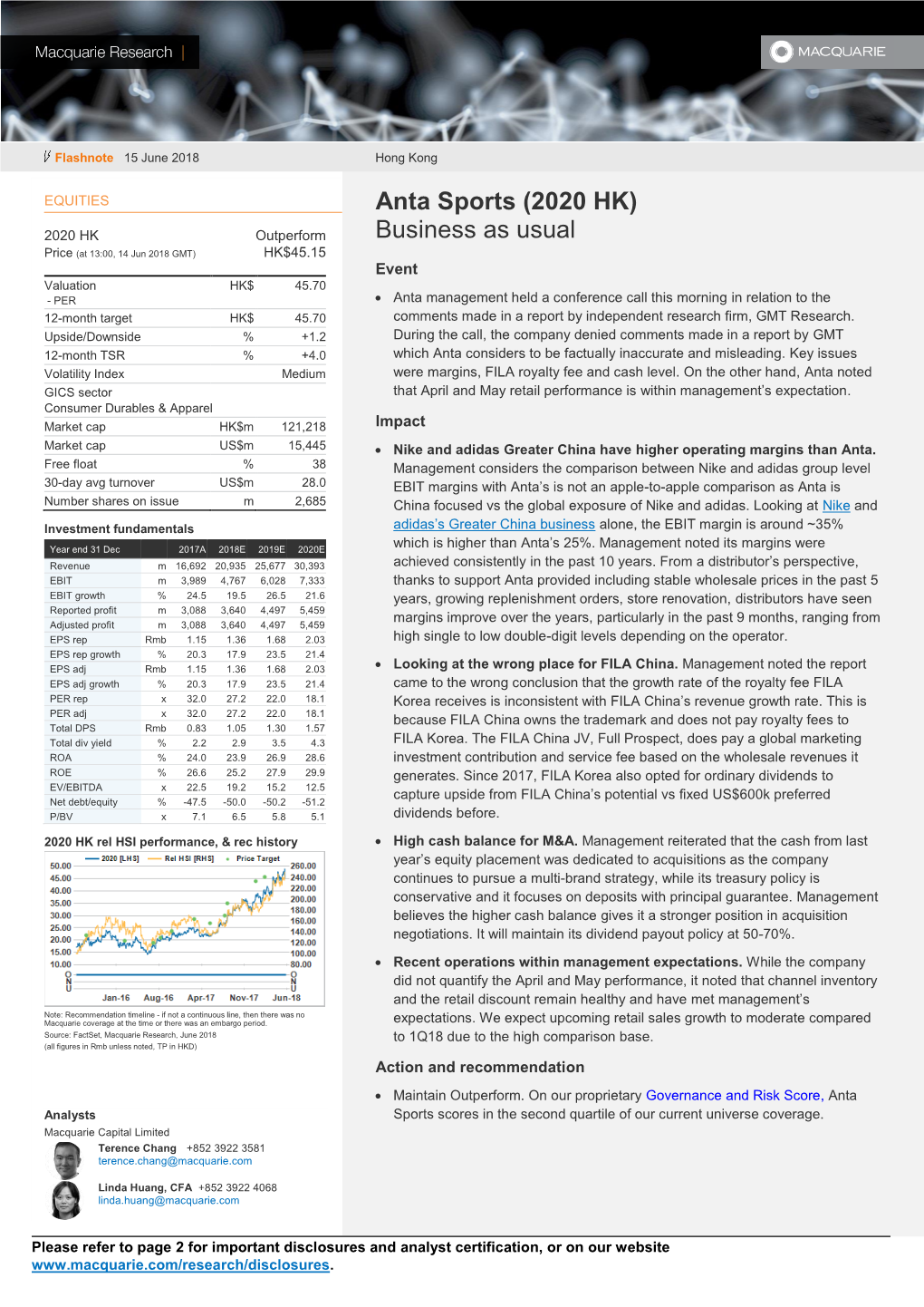 Anta Sports (2020 HK) Business As Usual