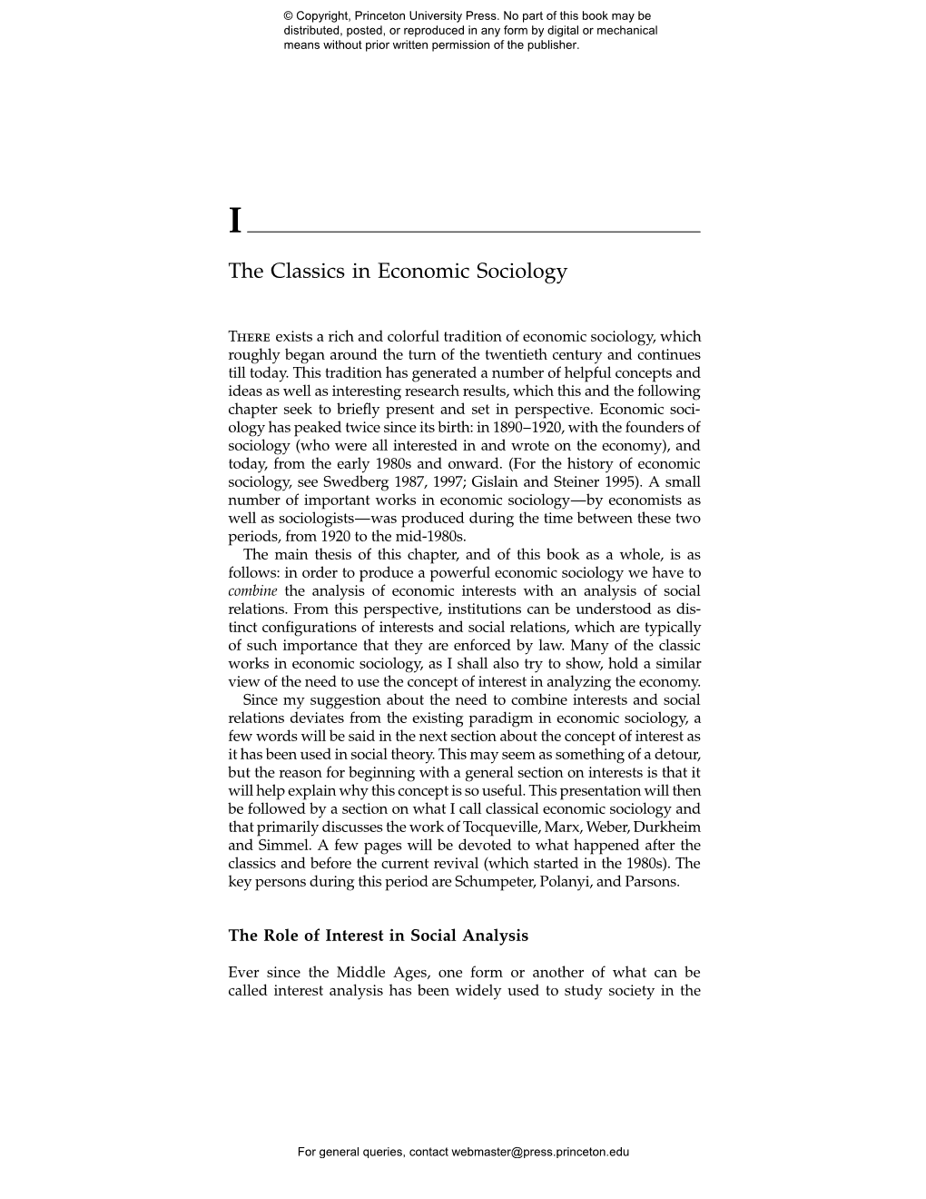 The Classics in Economic Sociology