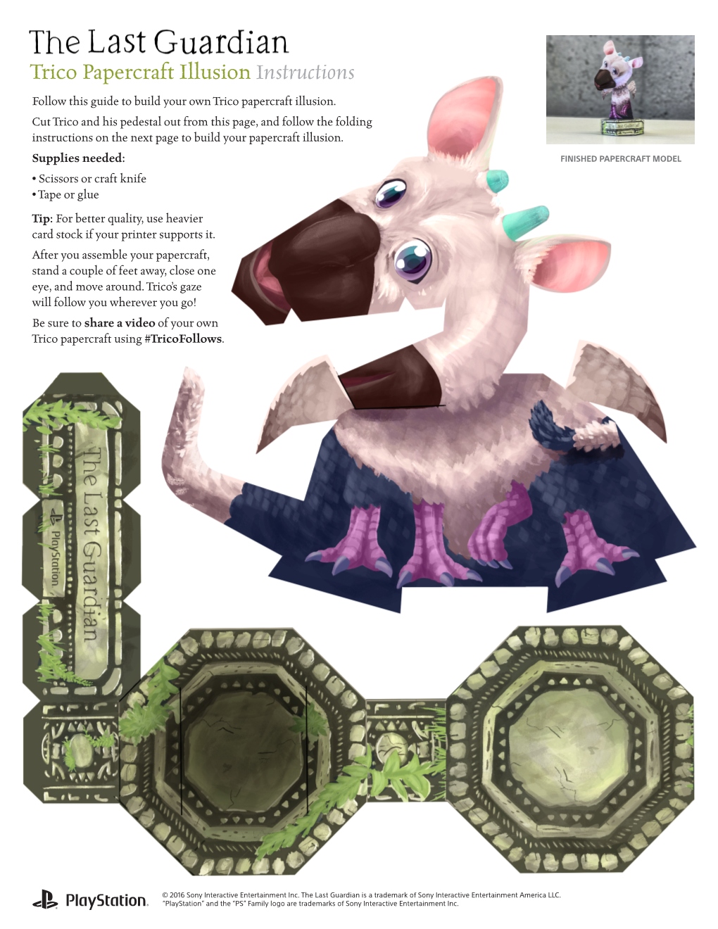 Trico Papercraft Illusion Instructions Follow This Guide to Build Your Own Trico Papercraft Illusion