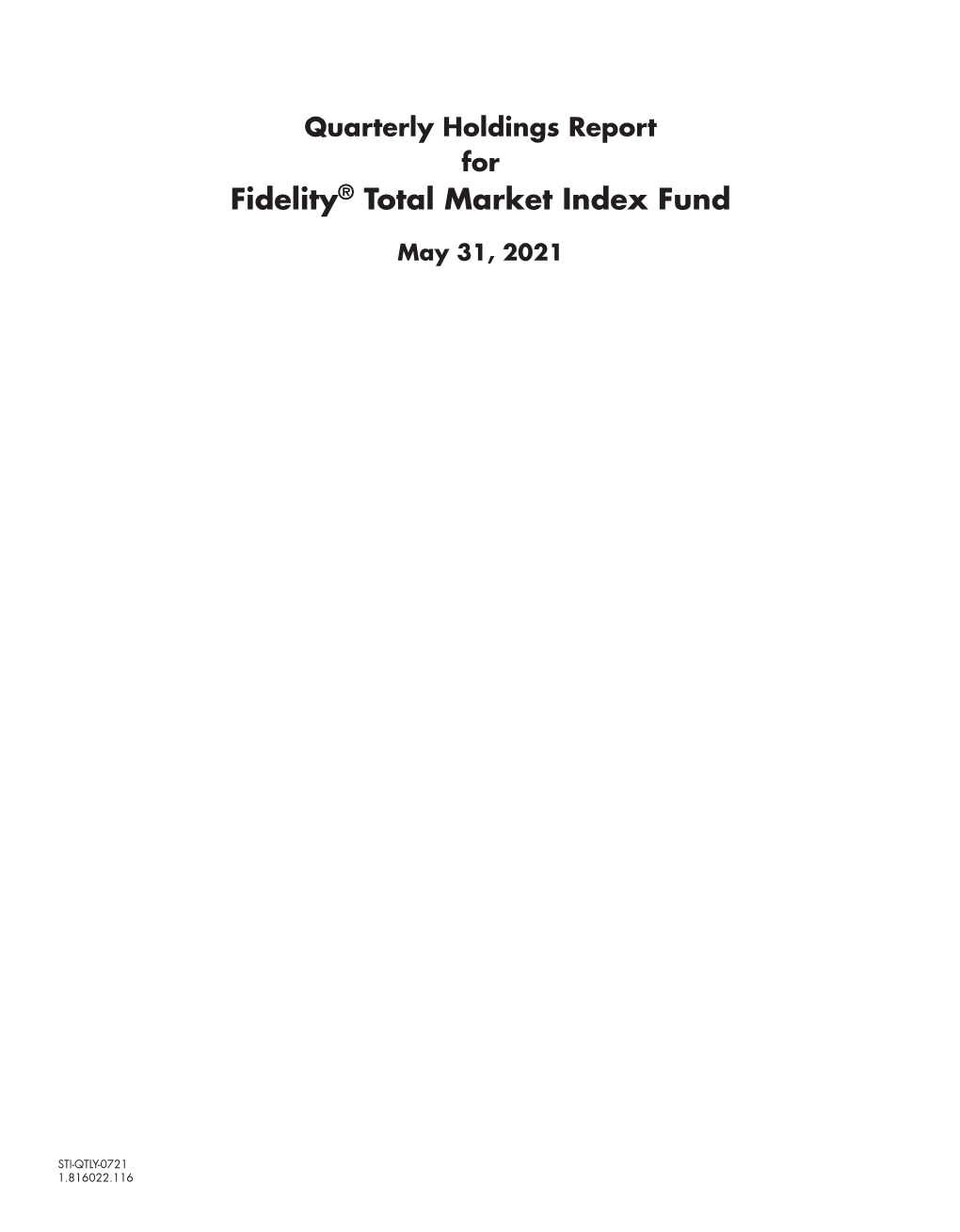 Fidelity® Total Market Index Fund