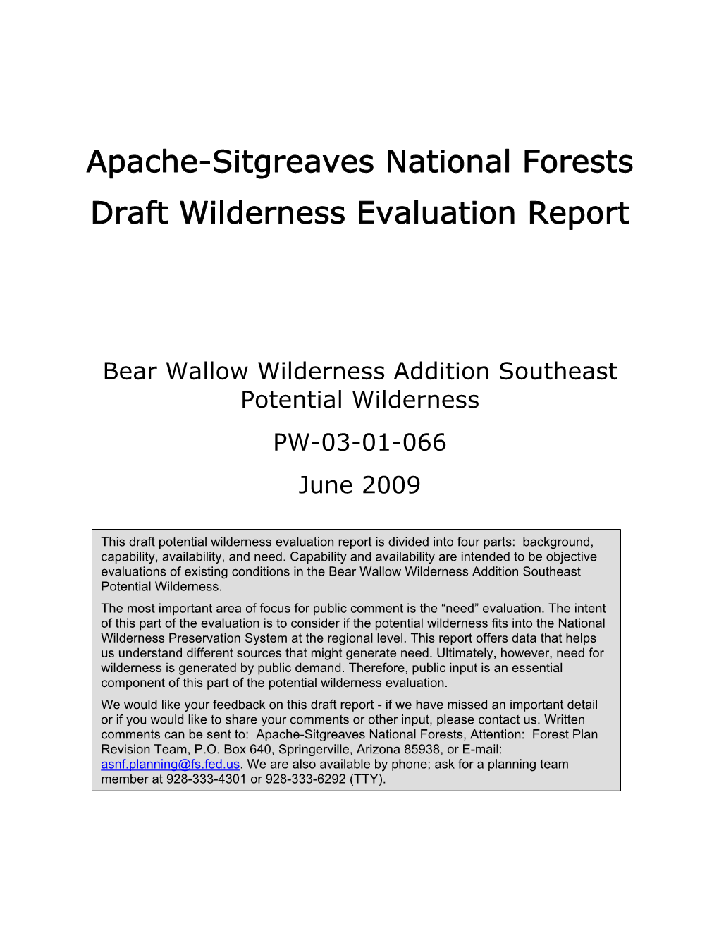 066 Bear Wallow Wilderness Addition Southeast