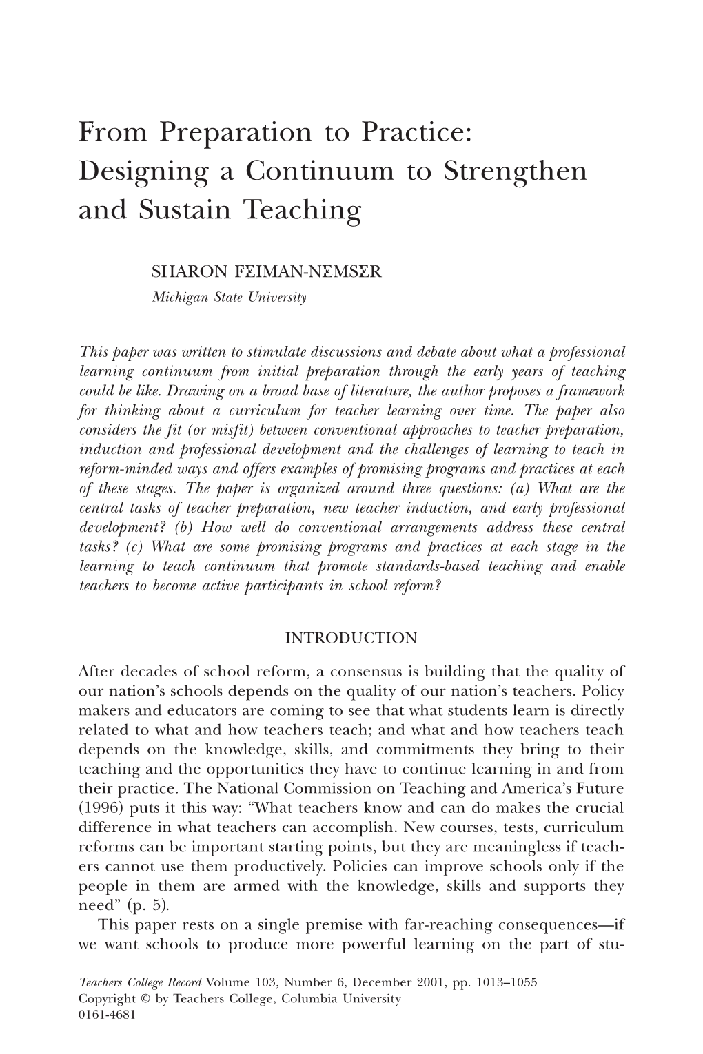 From Preparation to Practice: Designing a Continuum to Strengthen and Sustain Teaching