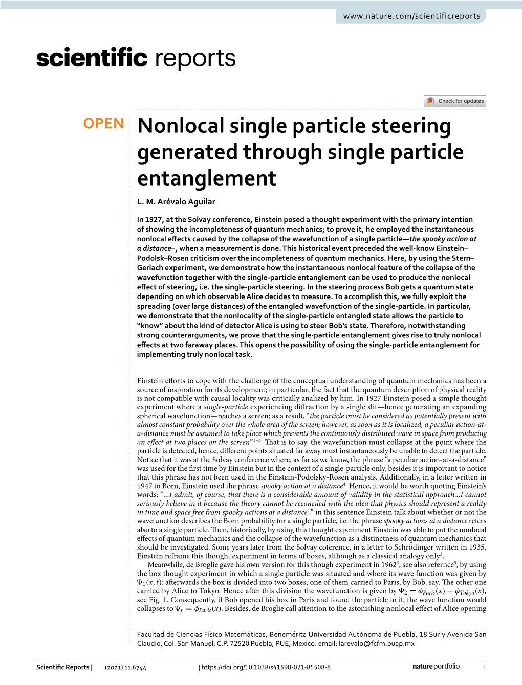 Nonlocal Single Particle Steering Generated Through Single Particle Entanglement L