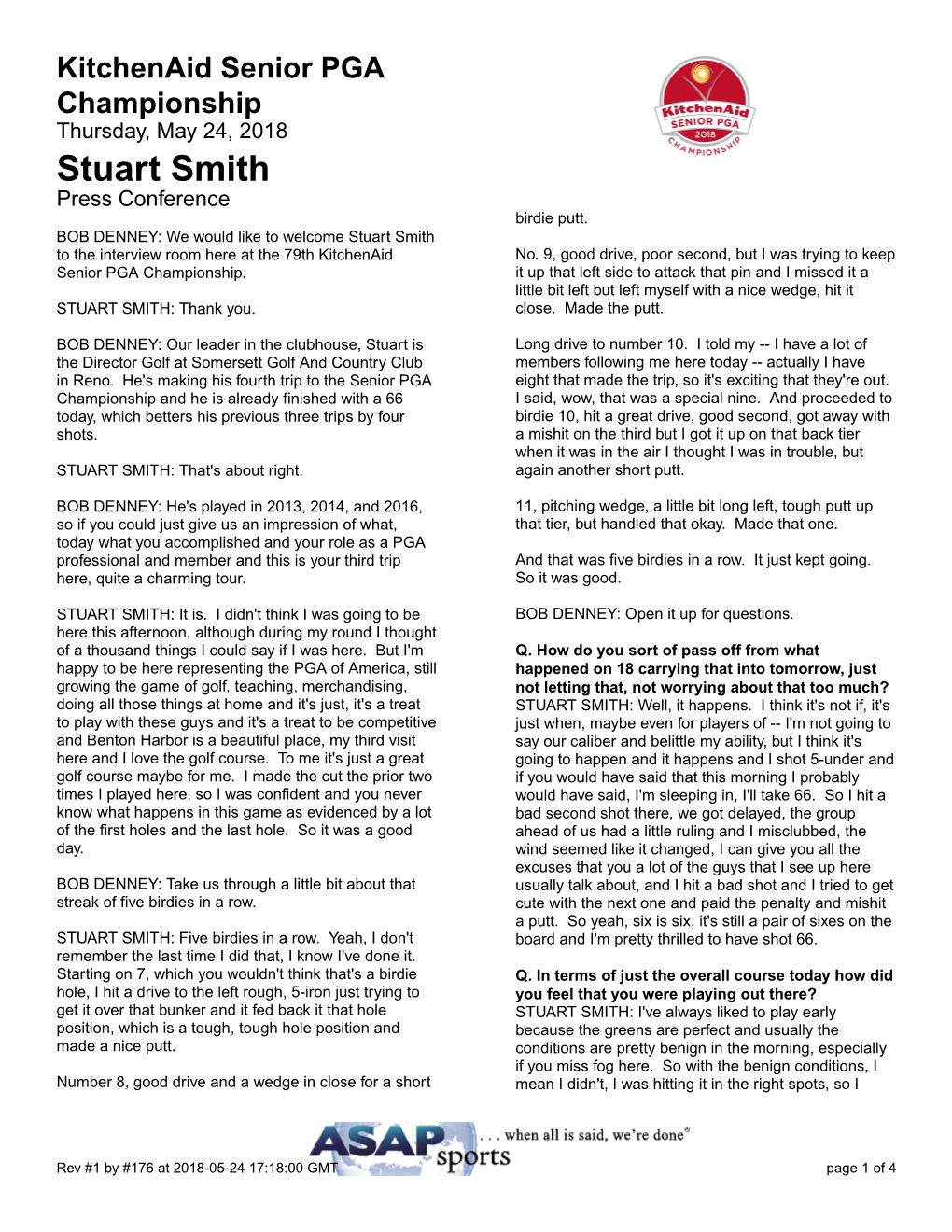 Stuart Smith Press Conference Birdie Putt