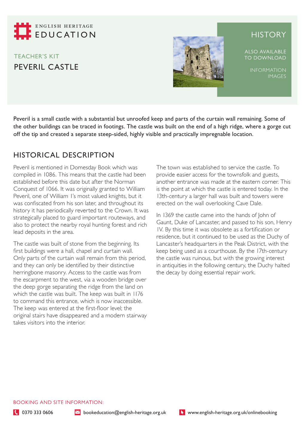 Peveril Castle History Images