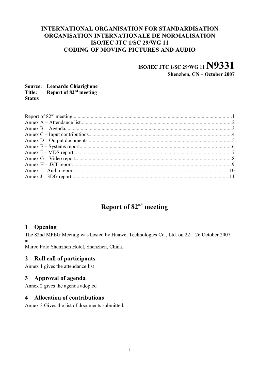 International Organisation for Standardisation