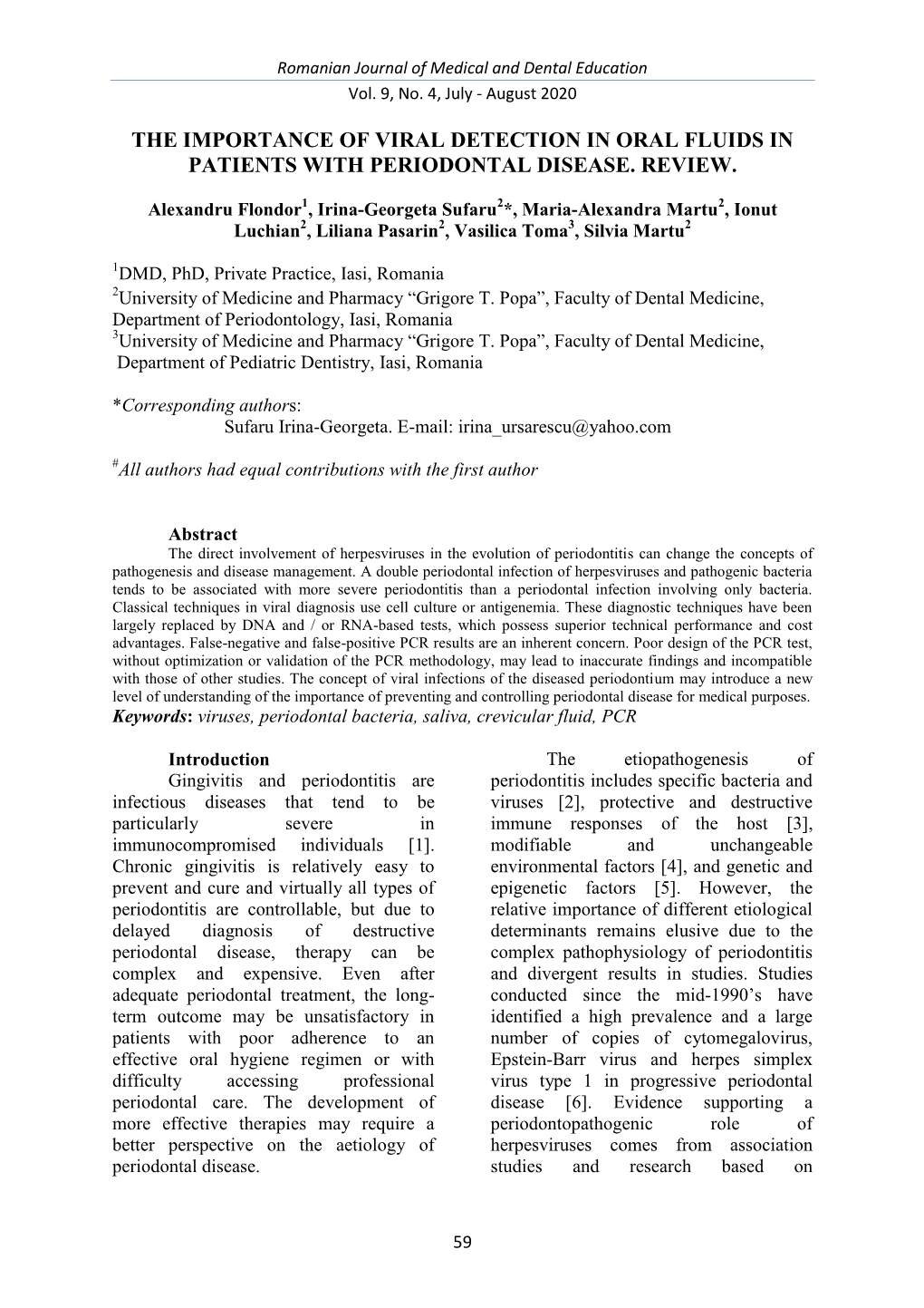 The Importance of Viral Detection in Oral Fluids in Patients with Periodontal Disease