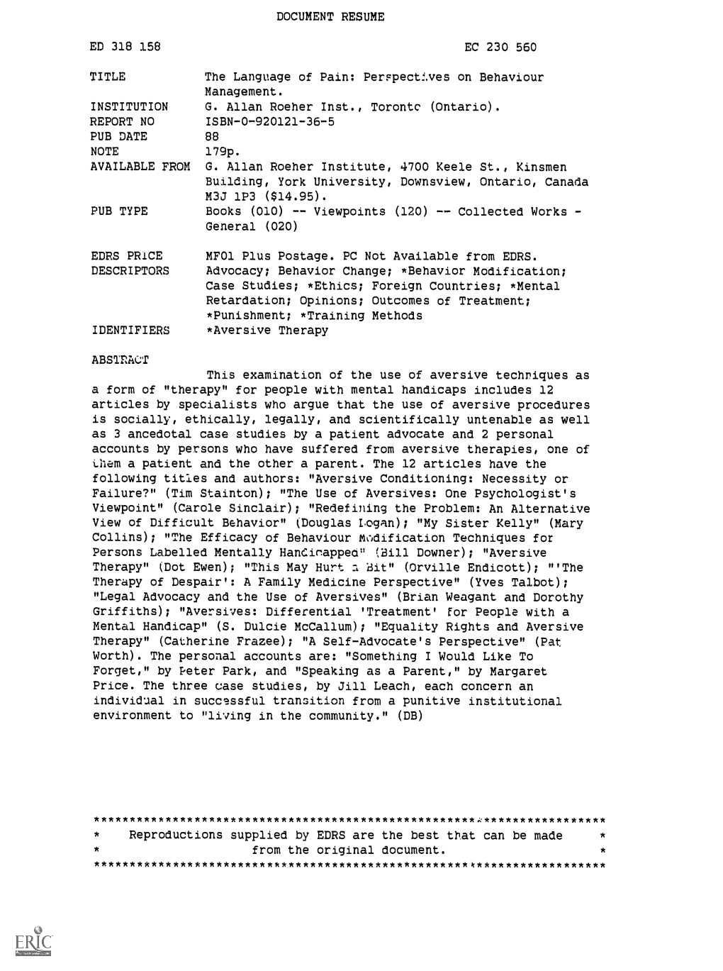 DOCUMENT RESUME ED 318 158 EC 230 560 TITLE the Language