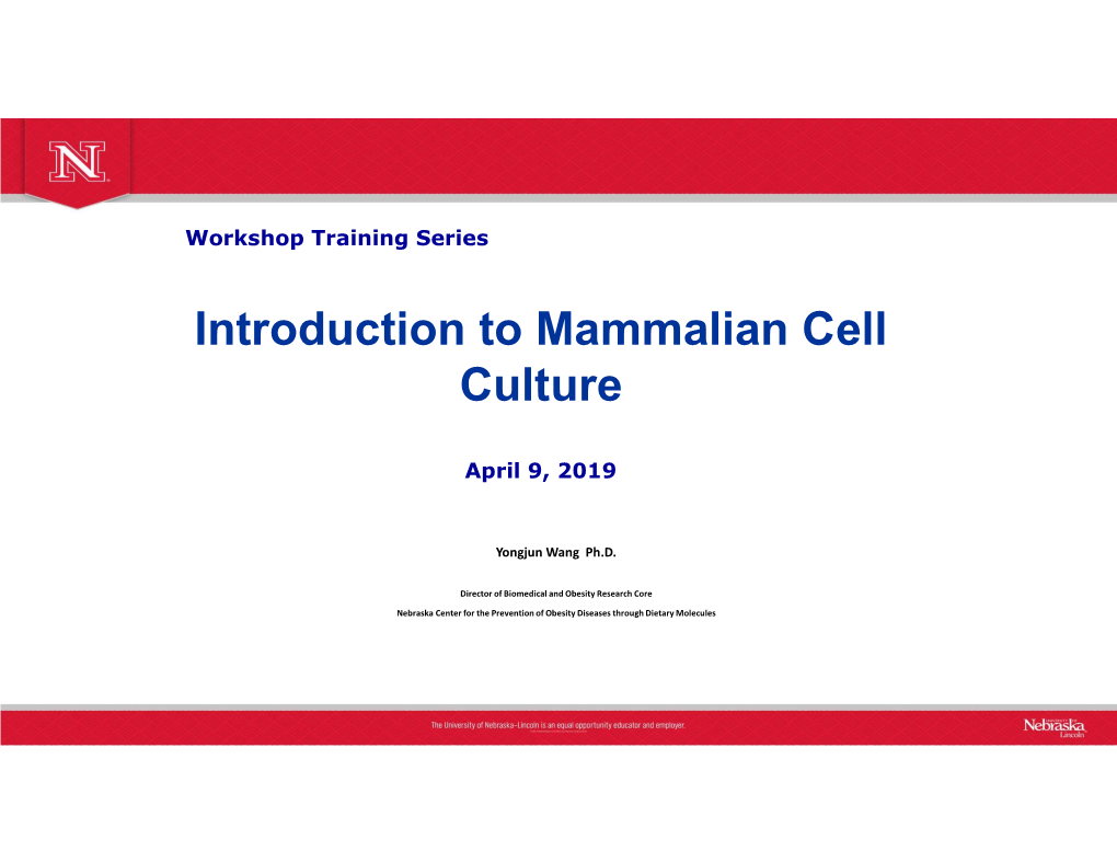 Introduction to Mammalian Cell Culture