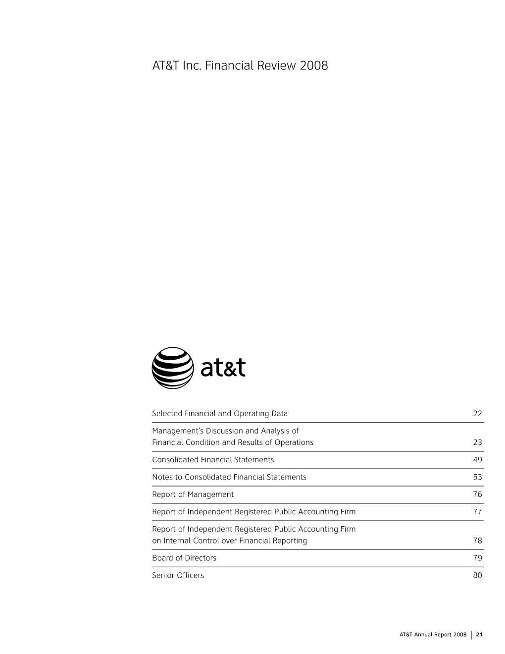 AT&T Inc. Financial Review 2008