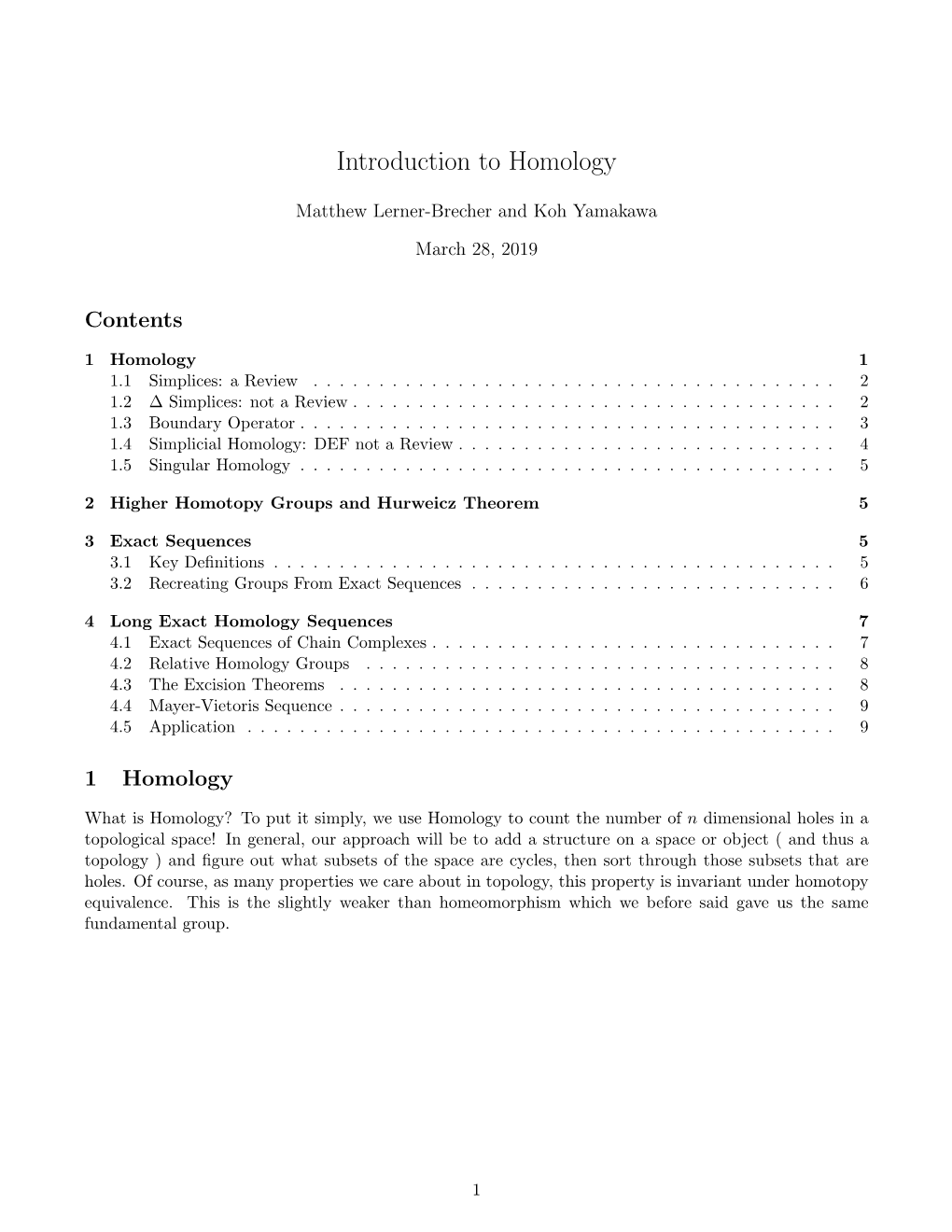 Introduction to Homology