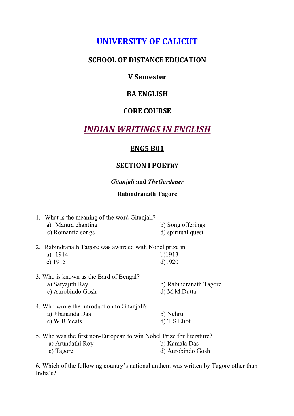 Indian Writings in English