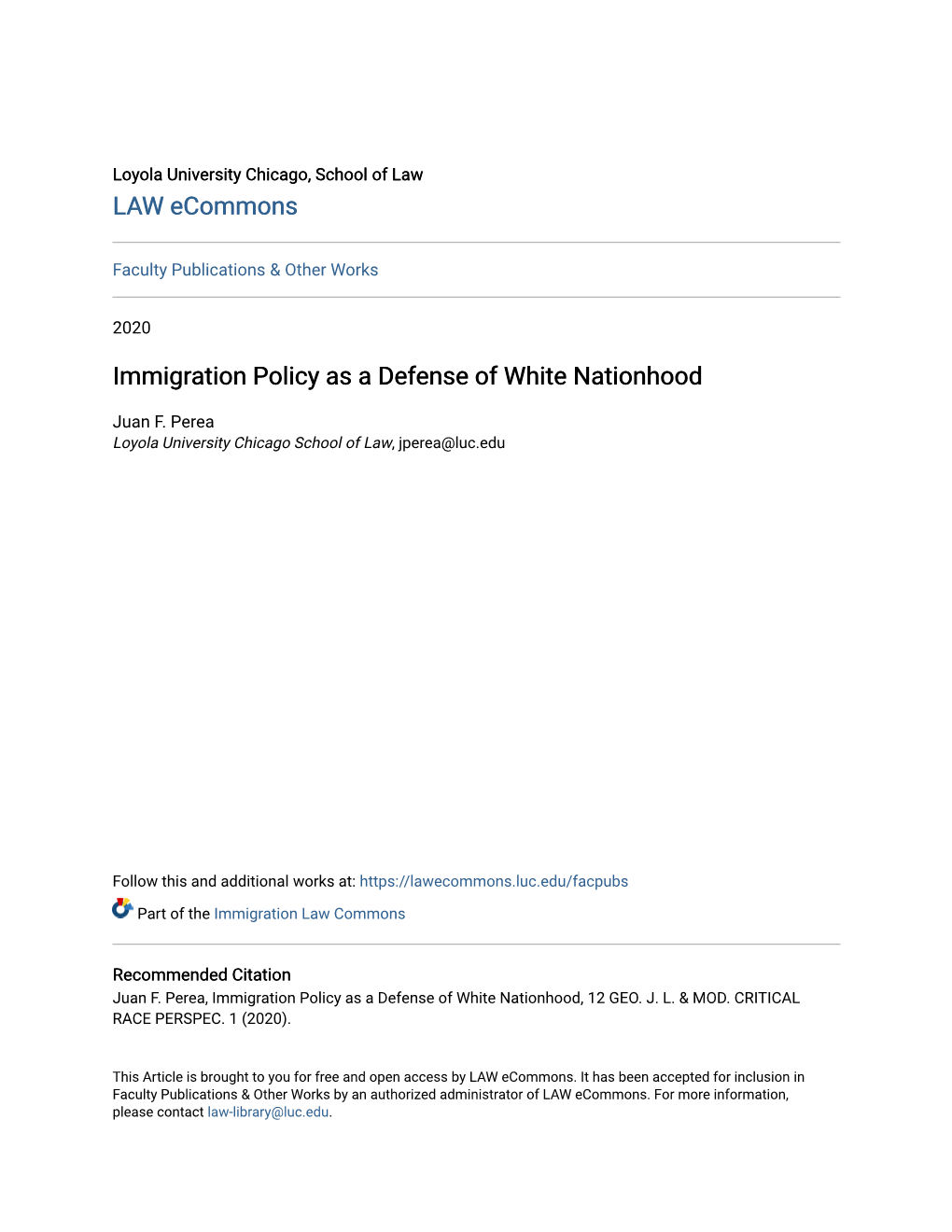 Immigration Policy As a Defense of White Nationhood