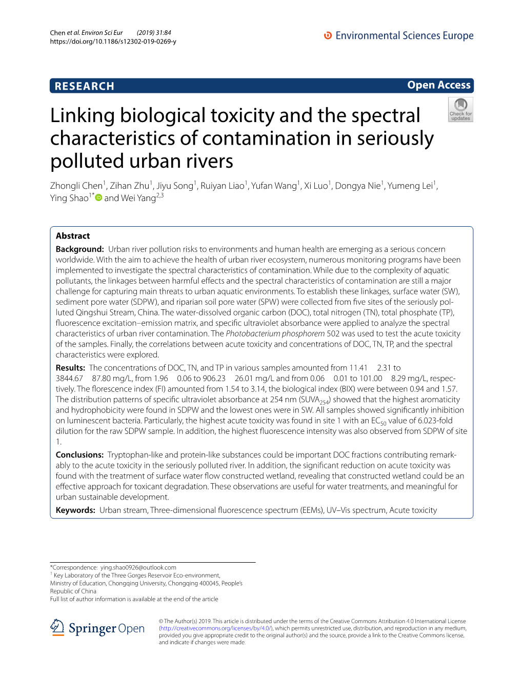 Linking Biological Toxicity and the Spectral Characteristics Of