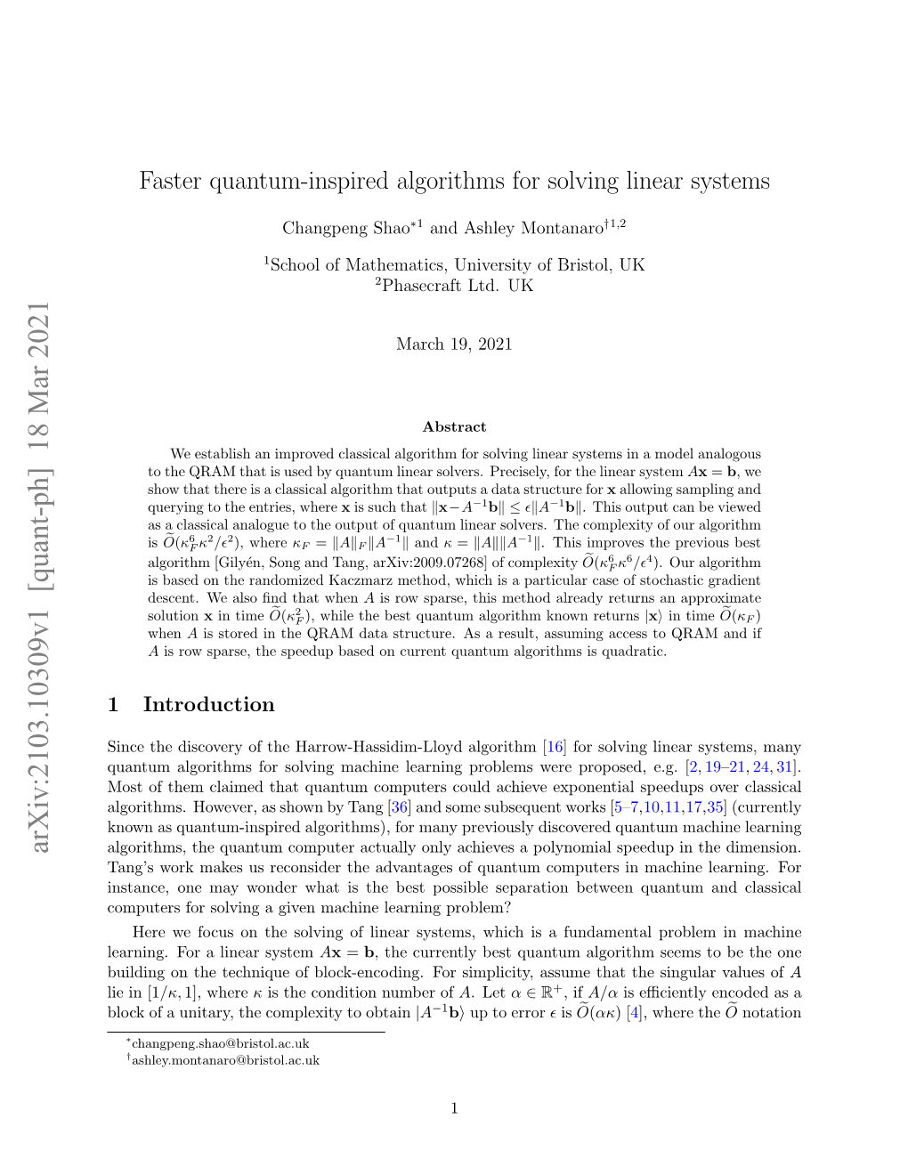 Faster Quantum-Inspired Algorithms for Solving Linear Systems