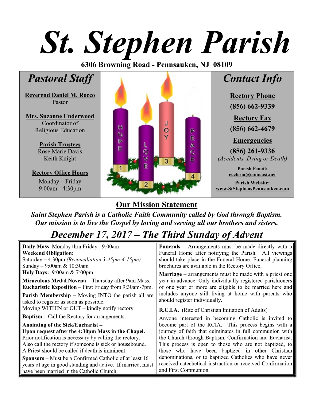 St Stephen Sunday Bulletin