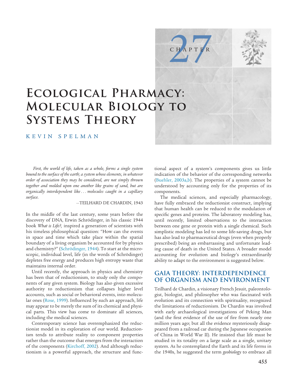 Spelman K. Ecological Pharmacology