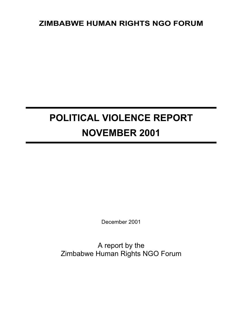 Political Violence Report November 2001