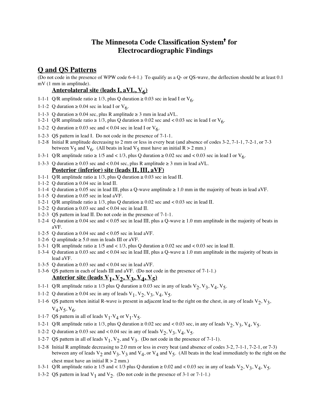 The Minnesota Code Classification System for Electrocardiographic