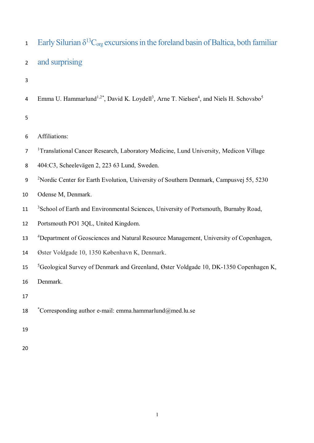 Early Silurian Δ13corg Excursions in the Foreland Basin of Baltica, Both