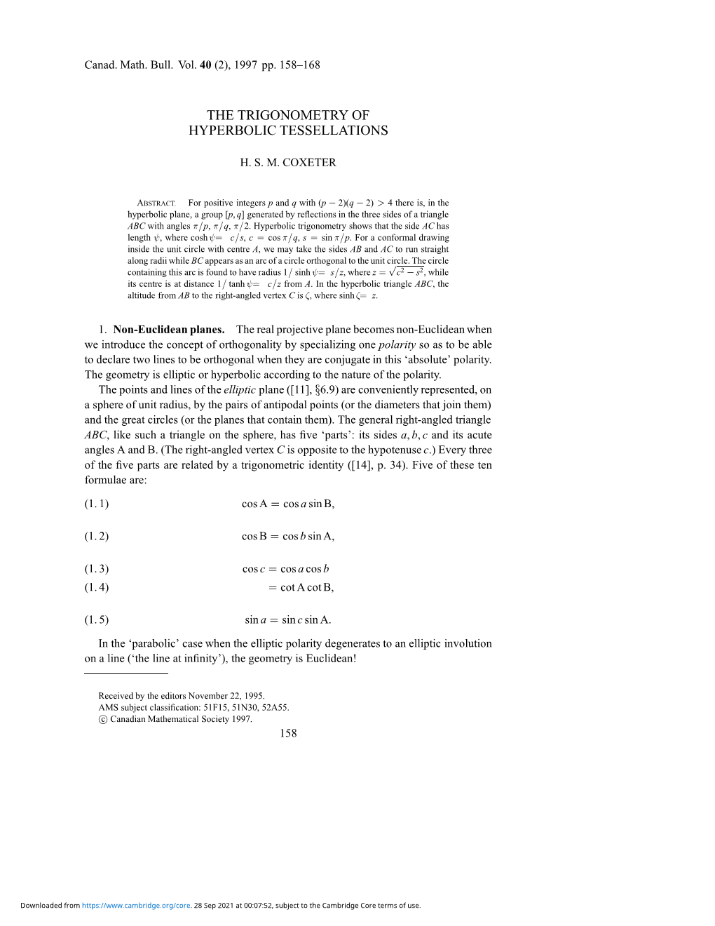 The Trigonometry of Hyperbolic Tessellations