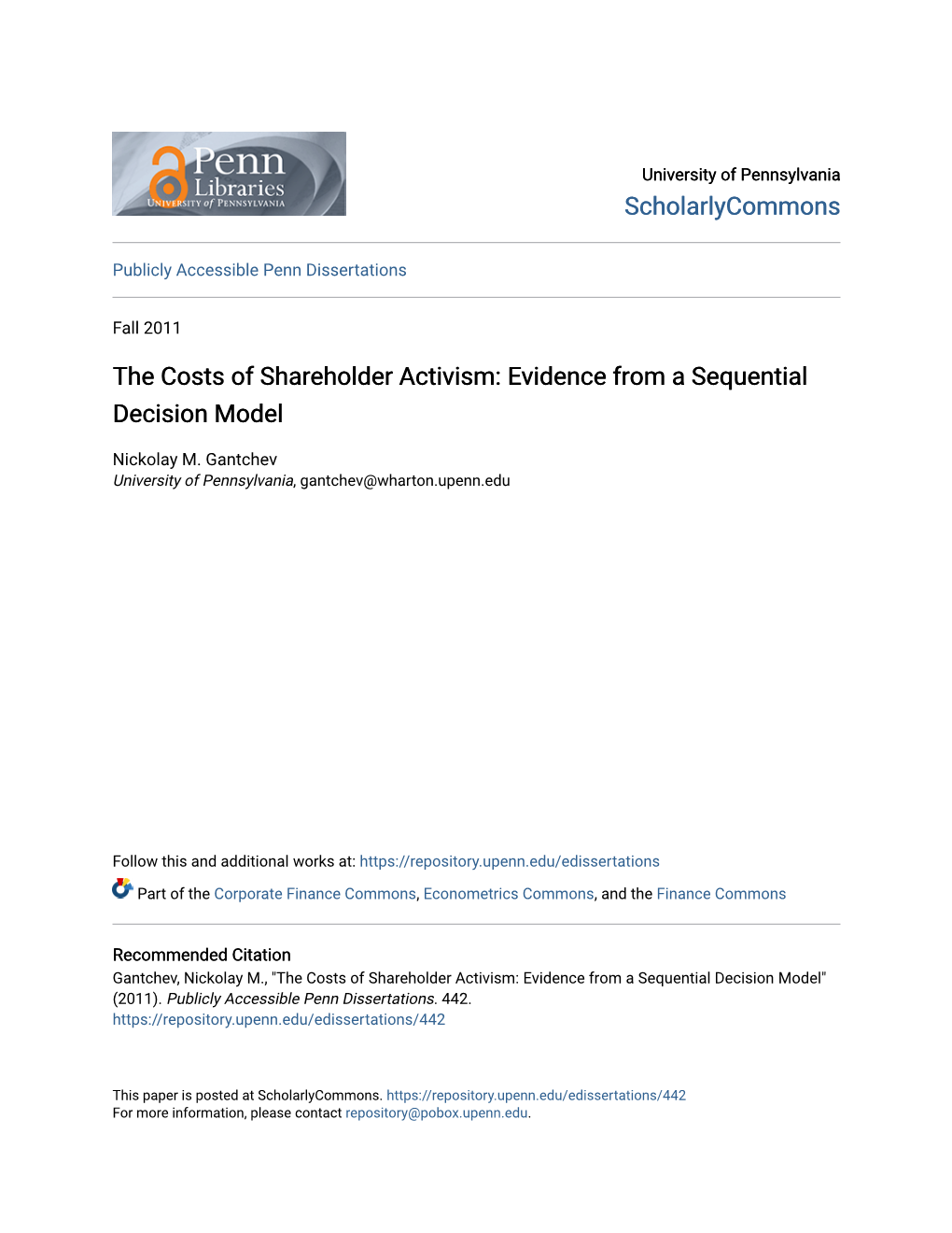 The Costs of Shareholder Activism: Evidence from a Sequential Decision Model