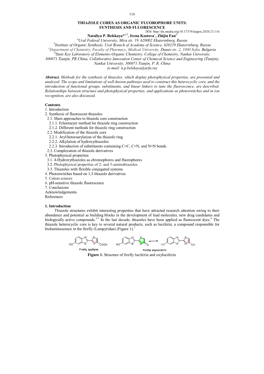 Thiazole Cores As Organic Fluorophore Units