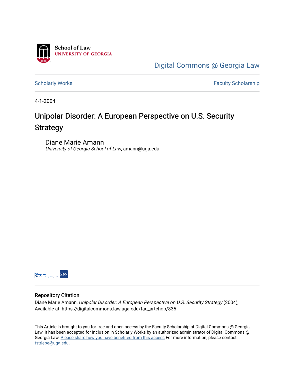 Unipolar Disorder: a European Perspective on U.S