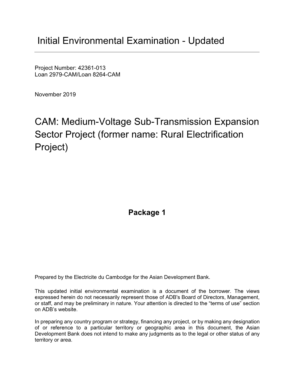 Medium-Voltage Sub-Transmission Expansion Sector Project: Package
