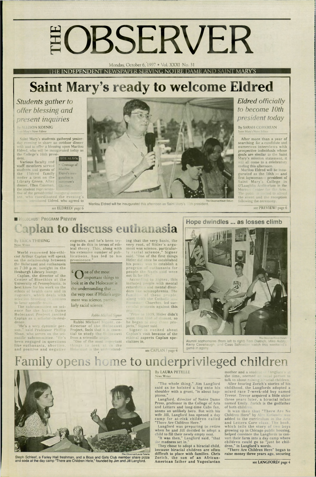 Saint Mary's Ready to Welcome Eldred Caplan to Discuss Euthanasia