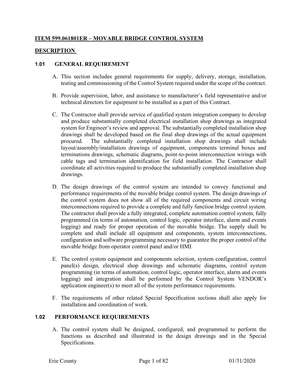 599.061801Er – Movable Bridge Control System