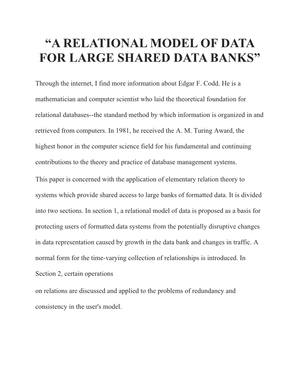 “A Relational Model of Data for Large Shared Data Banks”