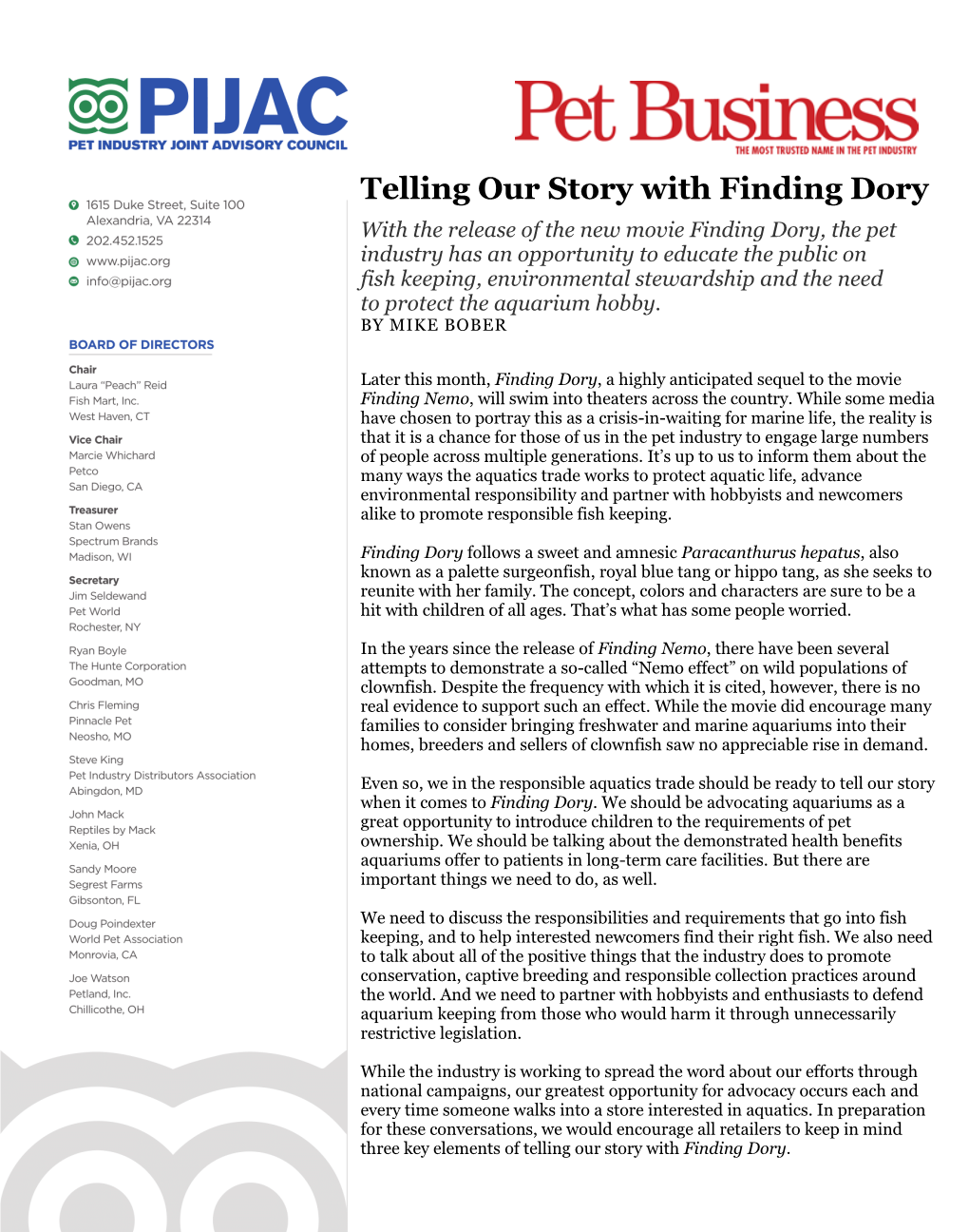 Telling Our Story with Finding Dory