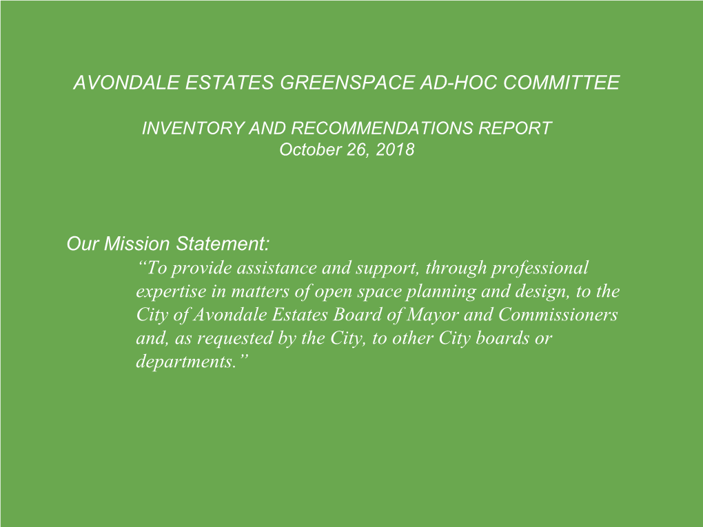 Greenspace Committee Final Report 2019 02 04