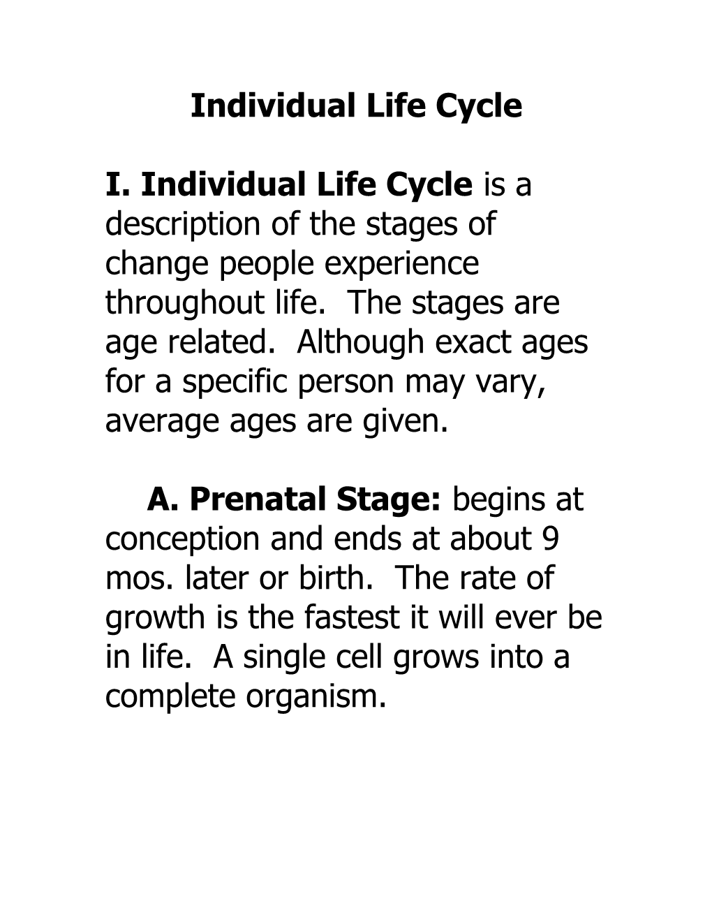 Individual Life Cycle