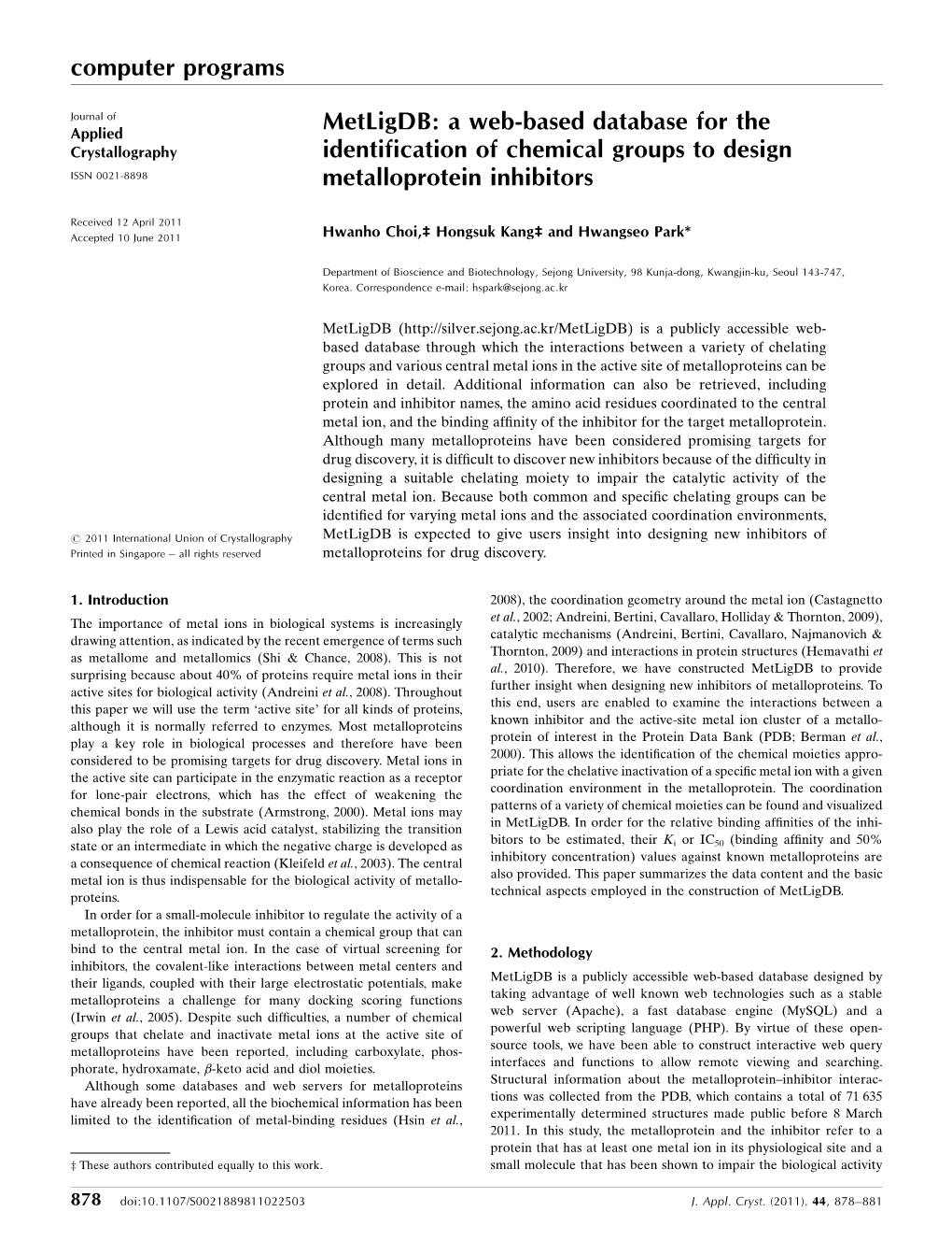 Metligdb: a Web-Based Database for the Identification of Chemical Groups