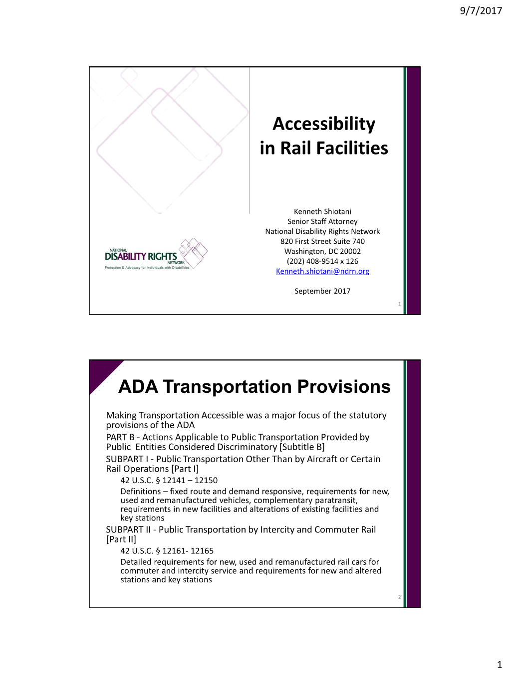 Accessibility in Rail Facilities