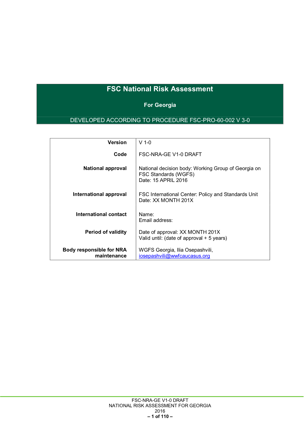 FSC National Risk Assessment