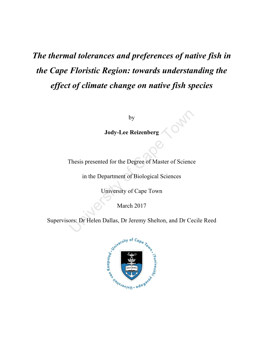 The Thermal Tolerance and Preference Of