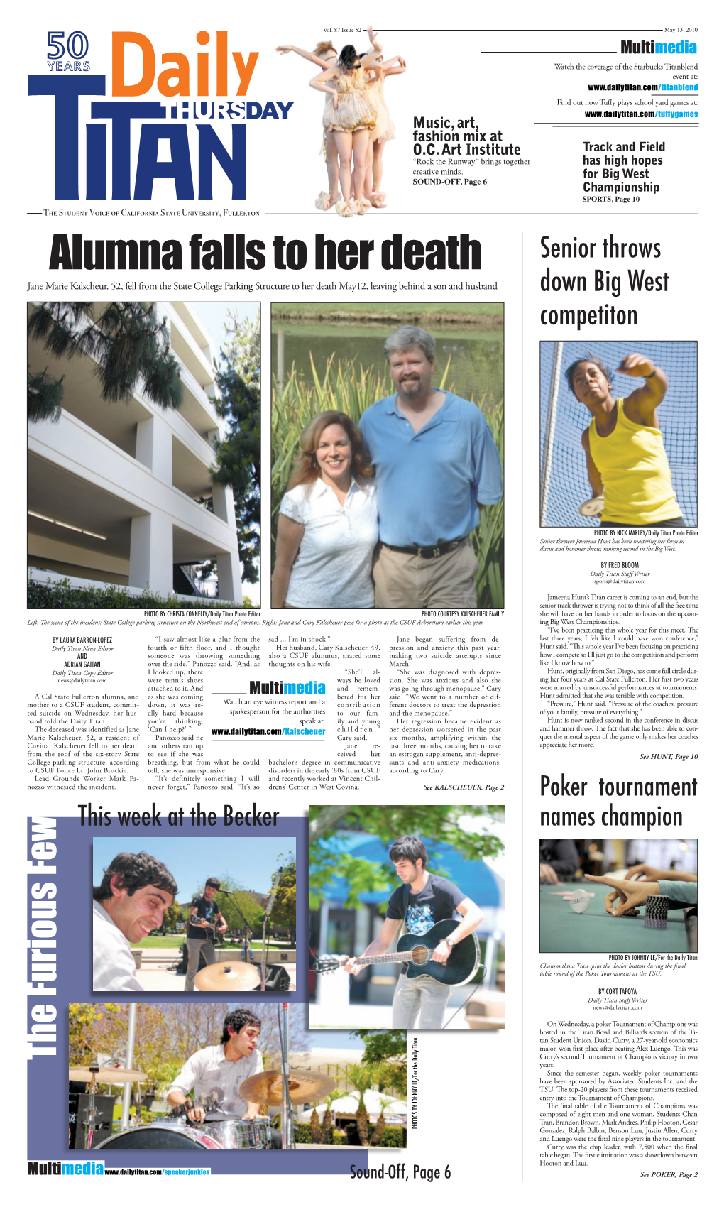 Alumna Falls to Her Death Senior Throws