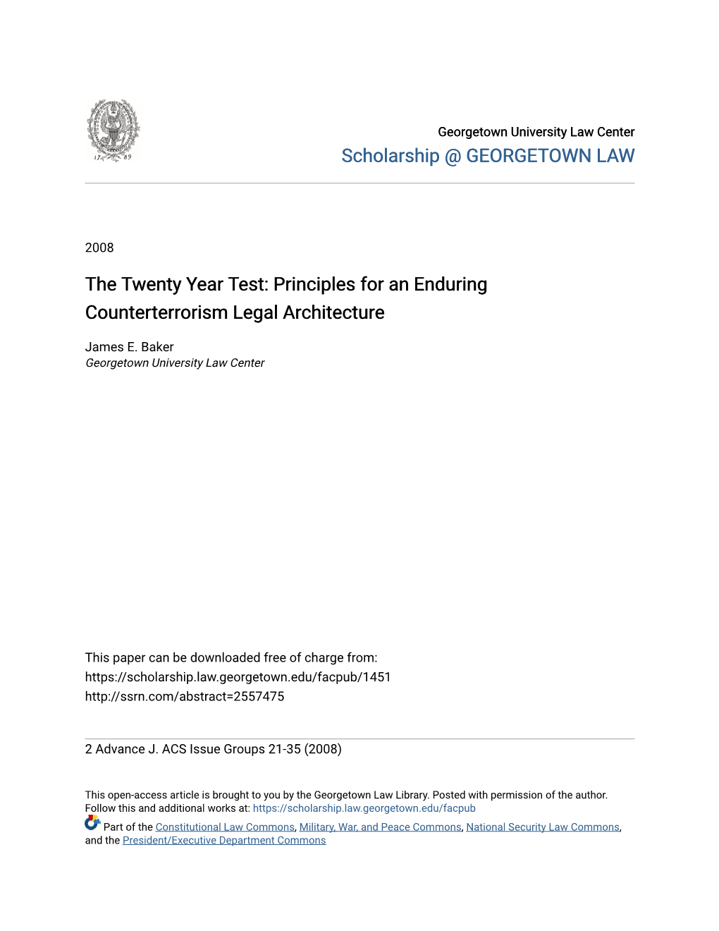 Principles for an Enduring Counterterrorism Legal Architecture