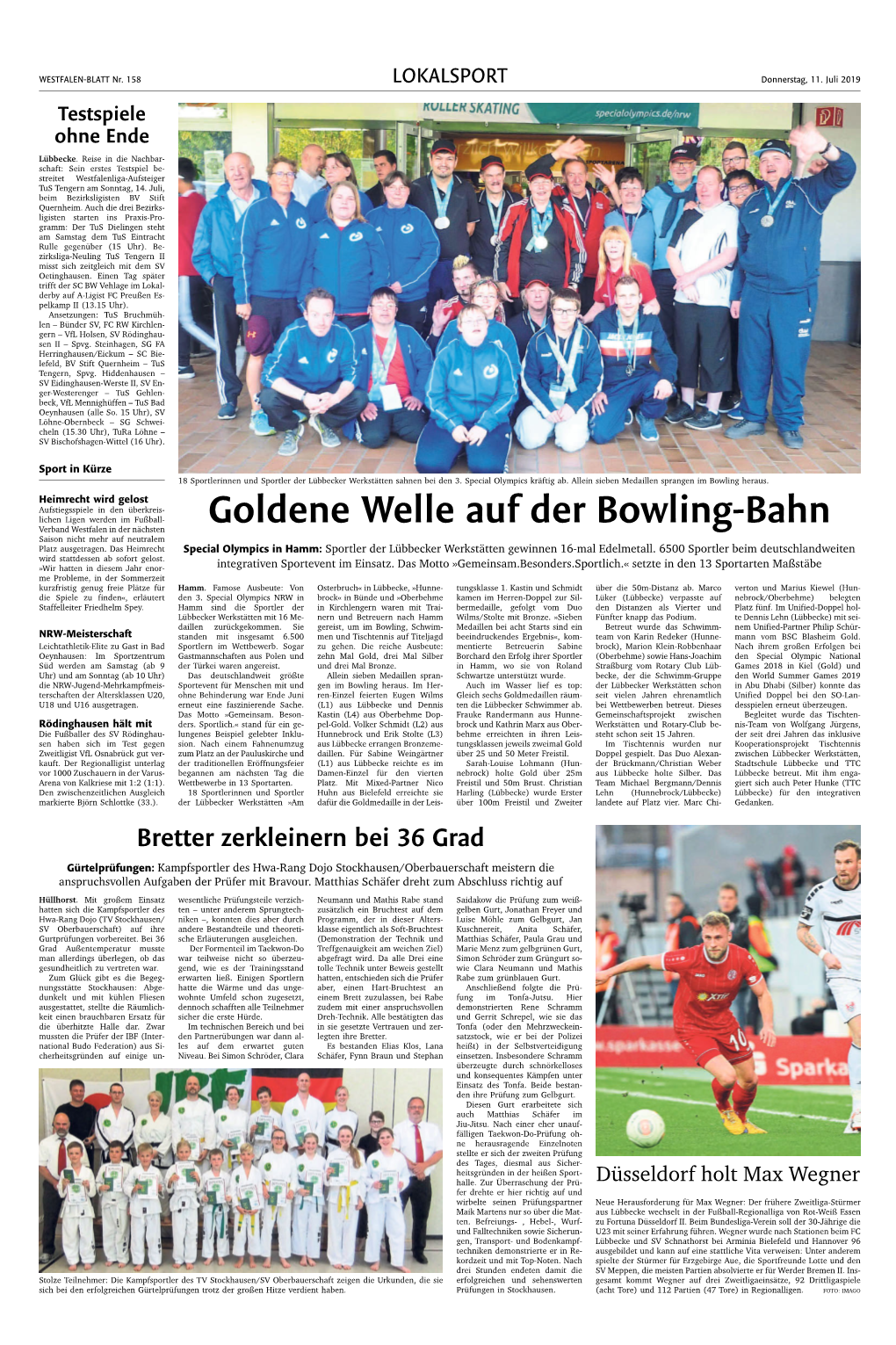 Goldene Welle Auf Der Bowling-Bahn Verband Westfalen in Der Nächsten Saison Nicht Mehr Auf Neutralem Platz Ausgetragen