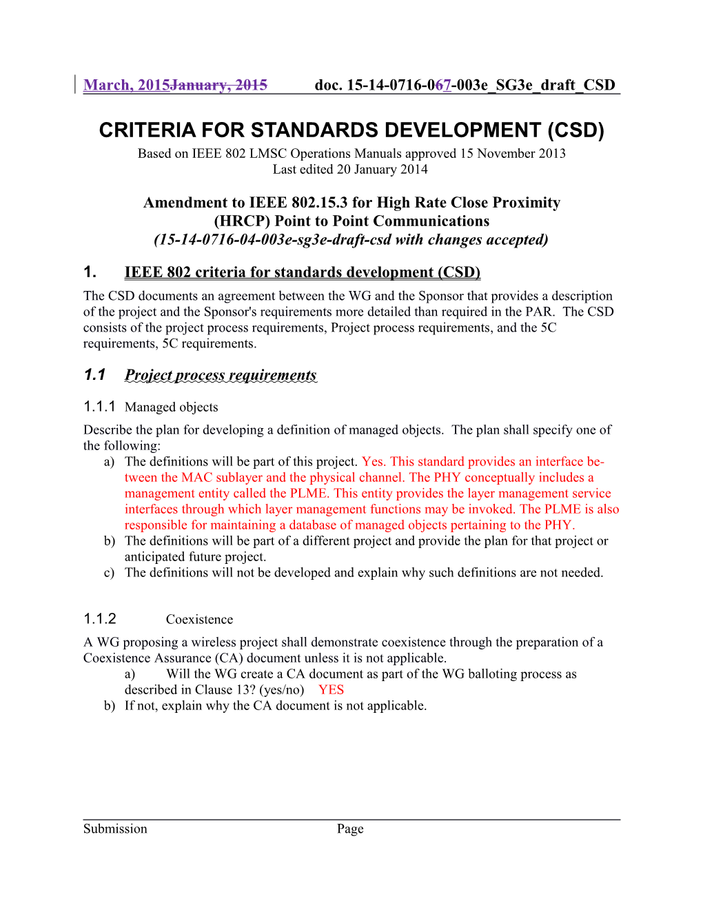 IEEE 802.15 Medical Body Area Networks Study Group 5 Criteria