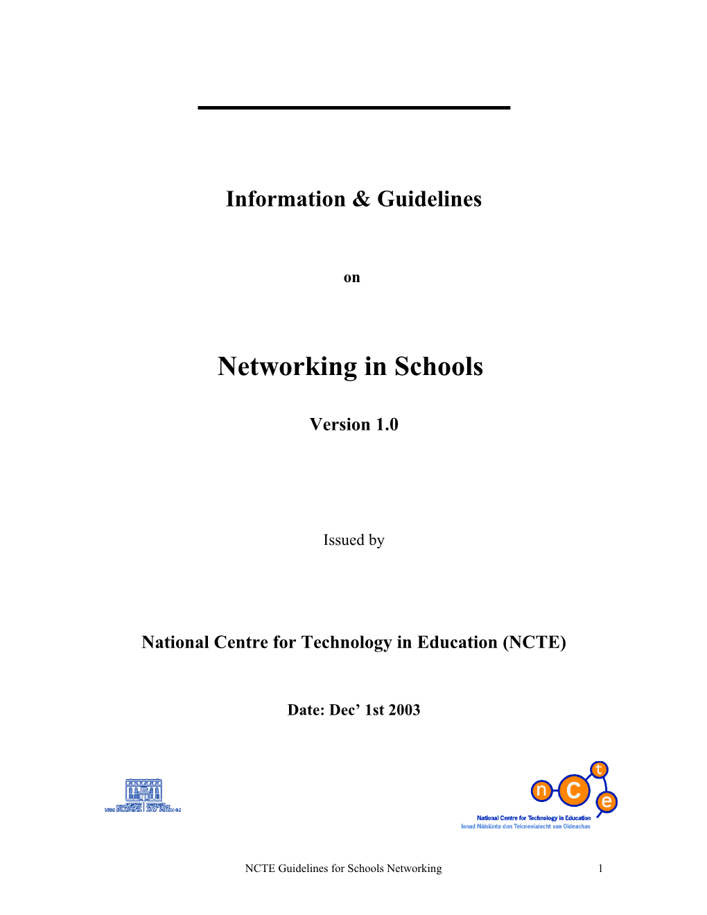 NCTE Networking Guidelines 2003