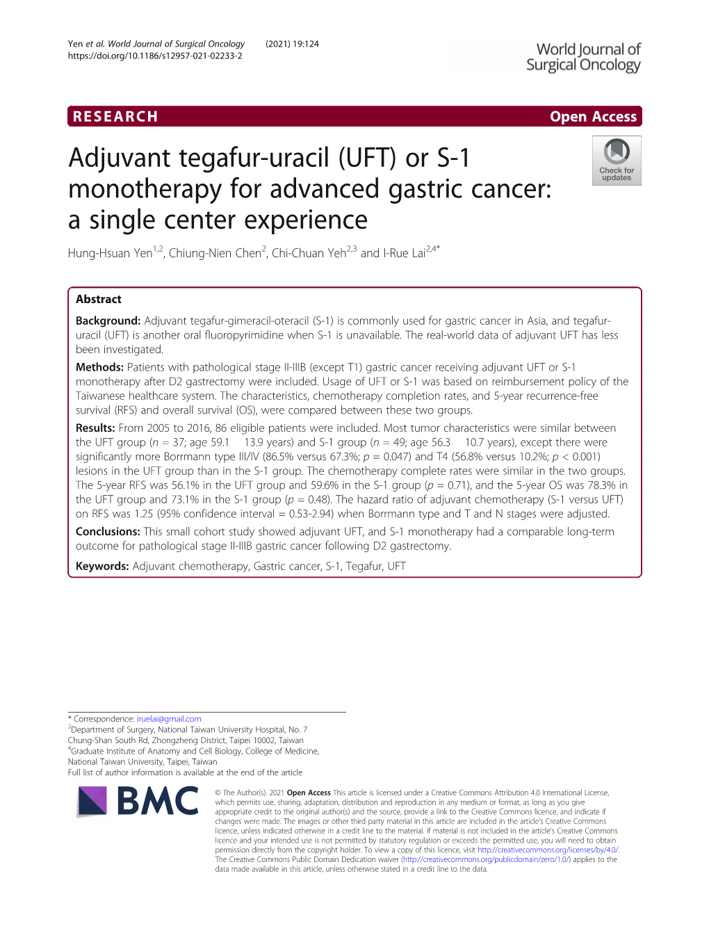 Adjuvant Tegafur-Uracil (UFT)