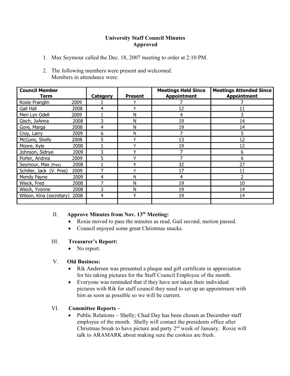 University Staff Council Minutes s1