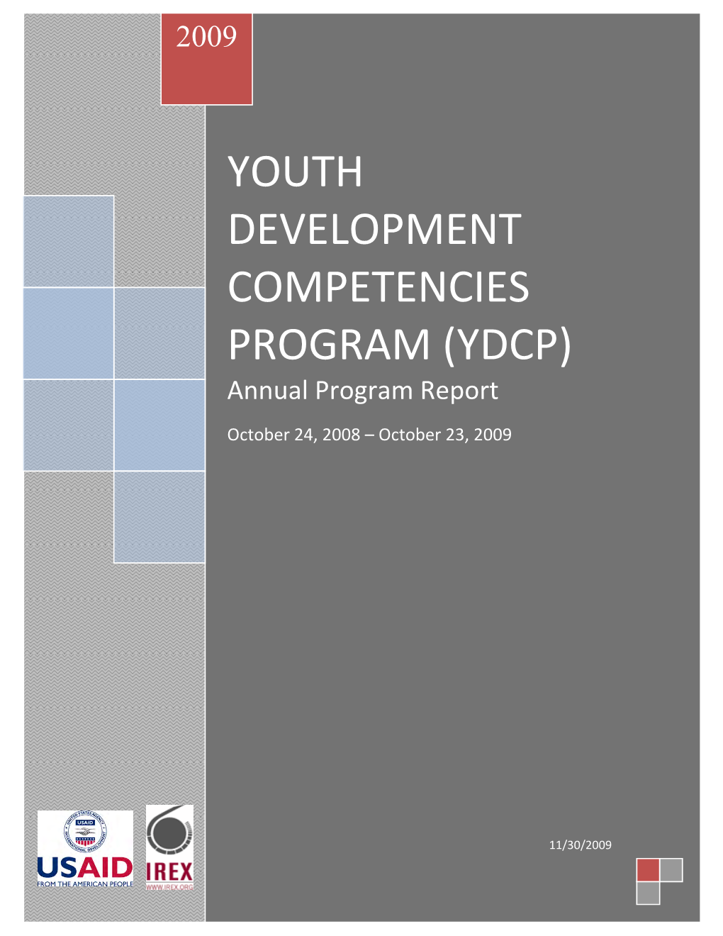 YOUTH DEVELOPMENT COMPETENCIES PROGRAM (YDCP) Annual Program Report