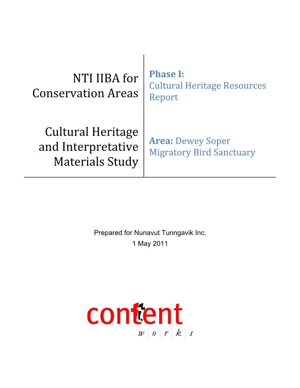 NTI IIBA for Conservation Areas Cultural Heritage and Interpretative